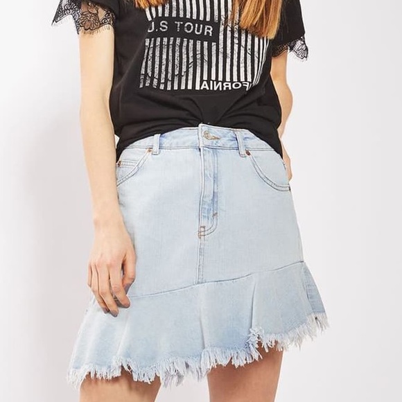 Topshop Dresses & Skirts - Topshop Moto Asymmetrical Hem Denim Skirt